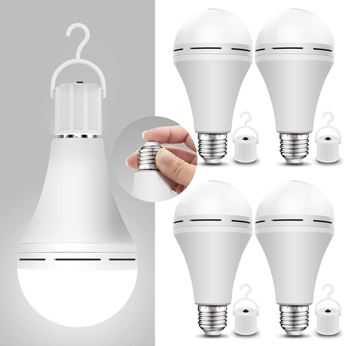 2-in-1 Rechargeable LED Bulb | Normal & Emergency Light for Home & Camping. Be Prepared for Blackouts! 🏠✨ Shop the 4-Pack Value Deal!