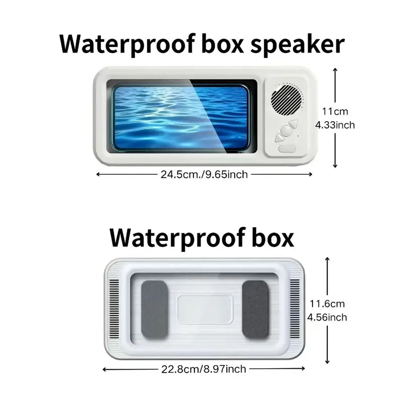 🛁 Limited Offer: All-in-One Waterproof Bluetooth Speaker 🎵 | 360° Rotating Touchscreen & Phone Holder | Perfect for Shower, Pool & Kitchen!