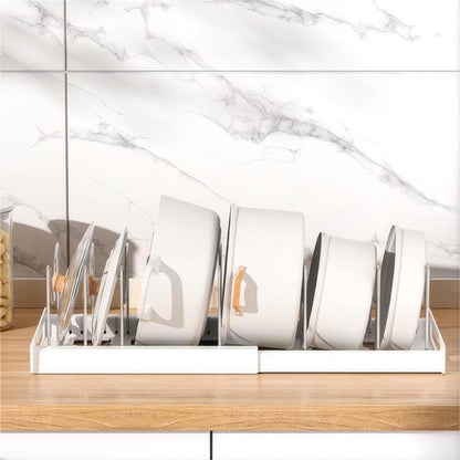 Expandable Pot & Pan Organizer Rack | End Cabinet Clutter Instantly! 🍳 Customizable Stainless Steel Dividers. 🎉 Limited Time Offer!