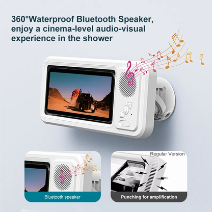 🛁 Limited Offer: All-in-One Waterproof Bluetooth Speaker 🎵 | 360° Rotating Touchscreen & Phone Holder | Perfect for Shower, Pool & Kitchen!