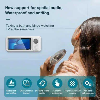 🛁 Limited Offer: All-in-One Waterproof Bluetooth Speaker 🎵 | 360° Rotating Touchscreen & Phone Holder | Perfect for Shower, Pool & Kitchen!