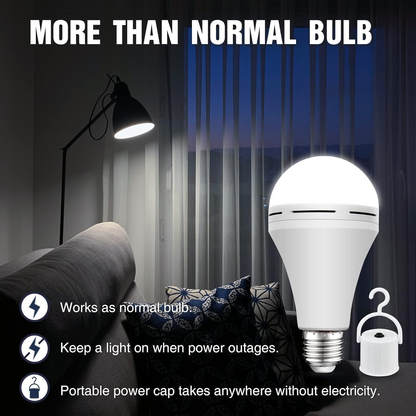2-in-1 Rechargeable LED Bulb | Normal & Emergency Light for Home & Camping. Be Prepared for Blackouts! 🏠✨ Shop the 4-Pack Value Deal!