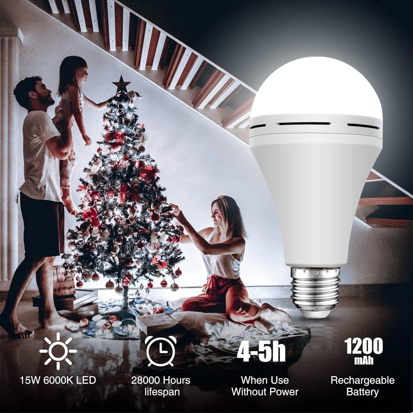 2-in-1 Rechargeable LED Bulb | Normal & Emergency Light for Home & Camping. Be Prepared for Blackouts! 🏠✨ Shop the 4-Pack Value Deal!
