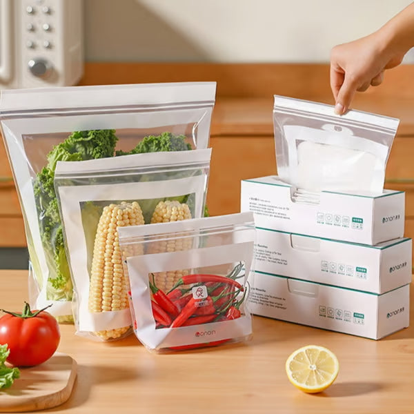 Stop Food Waste! ♻️ Reusable Food Grade Storage Bags - Eco-Friendly & Airtempo! 🍎 Keep Food Fresher, Longer. 🚨 Shop the Sale!