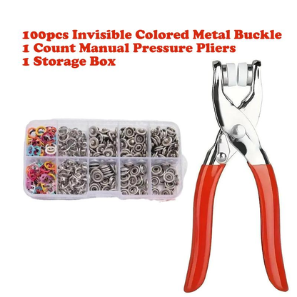 100-Piece Invisible Metal Snap Kit 🔥 with Installing Pliers | Easy DIY for Clothing, Hats & Crafts! ⏳ Limited Time Offer!