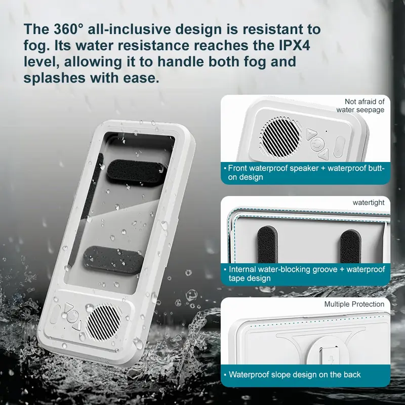 🛁 Limited Offer: All-in-One Waterproof Bluetooth Speaker 🎵 | 360° Rotating Touchscreen & Phone Holder | Perfect for Shower, Pool & Kitchen!