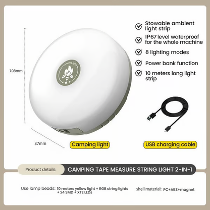 4-in-1 Retractable Camping String Lights 💡 Quick Storage, 8 Modes & Rechargeable! The Ultimate Outdoor Lighting Solution! 🔥 Limited Offer!