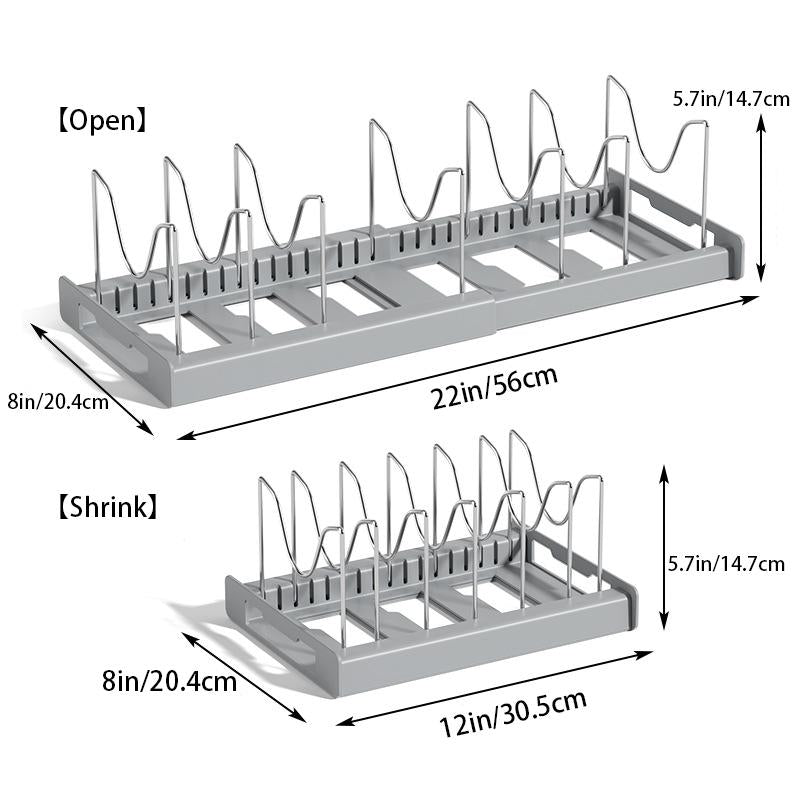 Expandable Pot & Pan Organizer Rack | End Cabinet Clutter Instantly! 🍳 Customizable Stainless Steel Dividers. 🎉 Limited Time Offer!