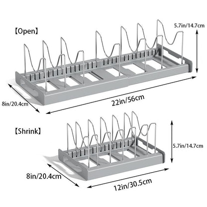 Expandable Pot & Pan Organizer Rack | End Cabinet Clutter Instantly! 🍳 Customizable Stainless Steel Dividers. 🎉 Limited Time Offer!