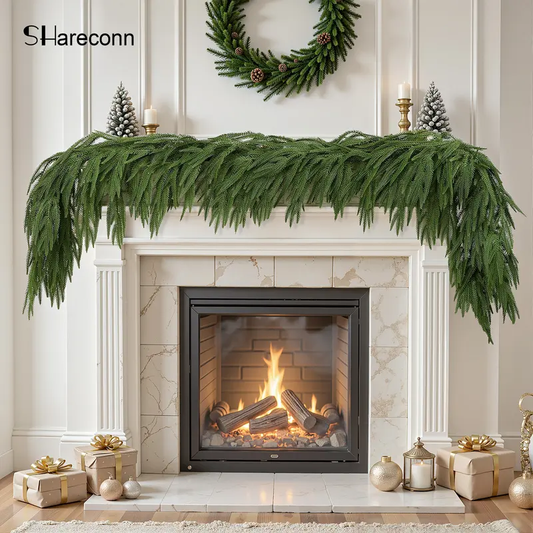 SHareconn 6/9ft Artificial Christmas Wreath 🎄✨ Super realistic Norfolk Pine garland for indoor & outdoor decor.