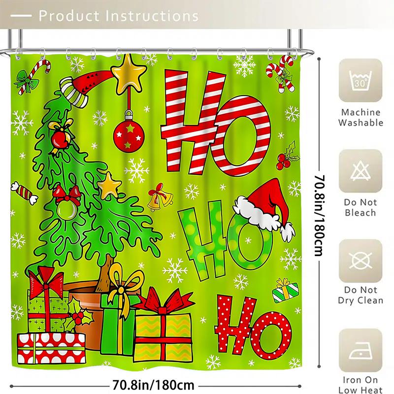 4-Piece Christmas Tree Shower Curtain Set 🎄 Complete with Hooks & Mat! Transform Your Bathroom Instantly. 🎁 Limited Time Offer!