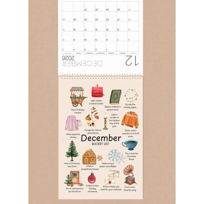 📅2026 Bucket List Spiral Calendar: Slow Down & Savor the Seasons