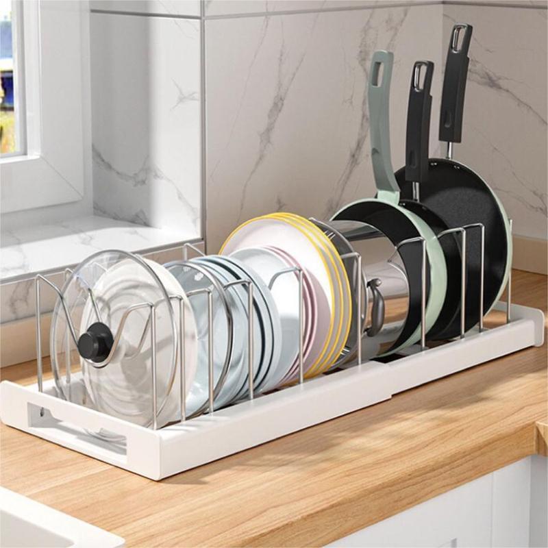 Expandable Pot & Pan Organizer Rack | End Cabinet Clutter Instantly! 🍳 Customizable Stainless Steel Dividers. 🎉 Limited Time Offer!