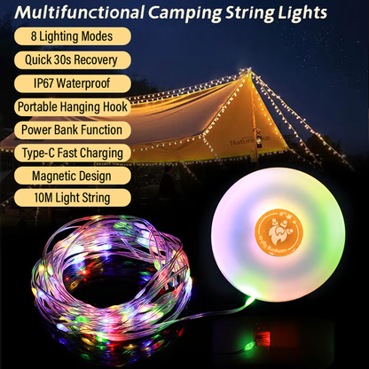 4-in-1 Retractable Camping String Lights 💡 Quick Storage, 8 Modes & Rechargeable! The Ultimate Outdoor Lighting Solution! 🔥 Limited Offer!