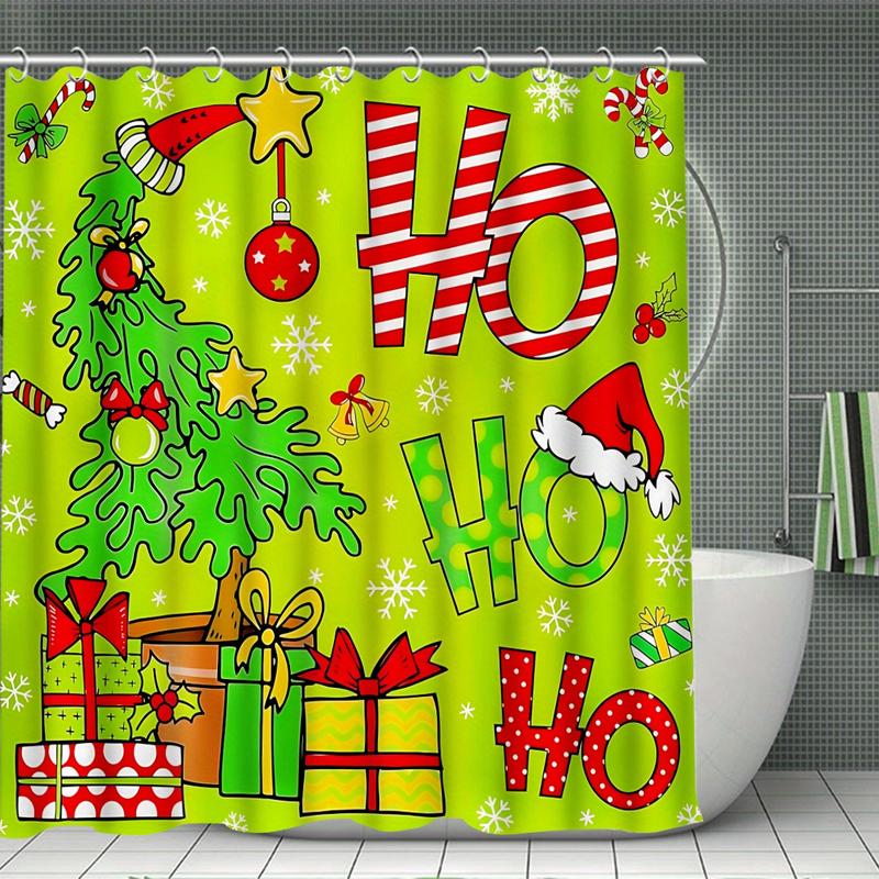 4-Piece Christmas Tree Shower Curtain Set 🎄 Complete with Hooks & Mat! Transform Your Bathroom Instantly. 🎁 Limited Time Offer!