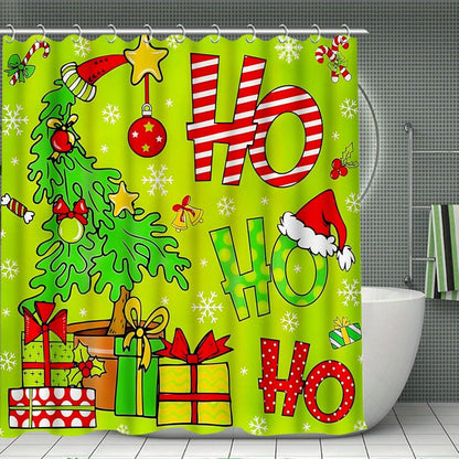 4-Piece Christmas Tree Shower Curtain Set 🎄 Complete with Hooks & Mat! Transform Your Bathroom Instantly. 🎁 Limited Time Offer!