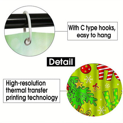 4-Piece Christmas Tree Shower Curtain Set 🎄 Complete with Hooks & Mat! Transform Your Bathroom Instantly. 🎁 Limited Time Offer!