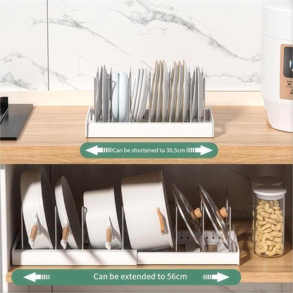 Expandable Pot & Pan Organizer Rack | End Cabinet Clutter Instantly! 🍳 Customizable Stainless Steel Dividers. 🎉 Limited Time Offer!