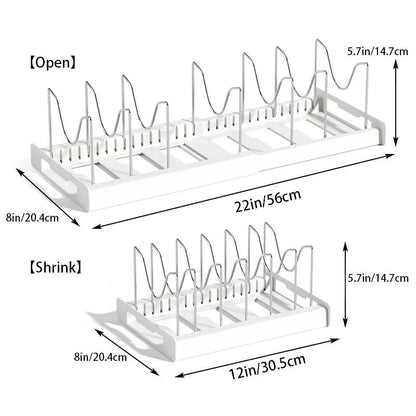 Expandable Pot & Pan Organizer Rack | End Cabinet Clutter Instantly! 🍳 Customizable Stainless Steel Dividers. 🎉 Limited Time Offer!