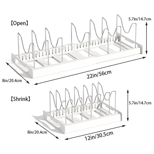 Expandable Pot & Pan Organizer Rack | End Cabinet Clutter Instantly! 🍳 Customizable Stainless Steel Dividers. 🎉 Limited Time Offer!